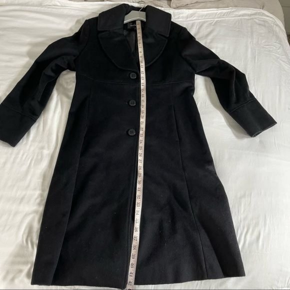 Jones New York Woman's Black Notch Collar Wool Coat Single Breasted Long Size 8 - Picture 7 of 7